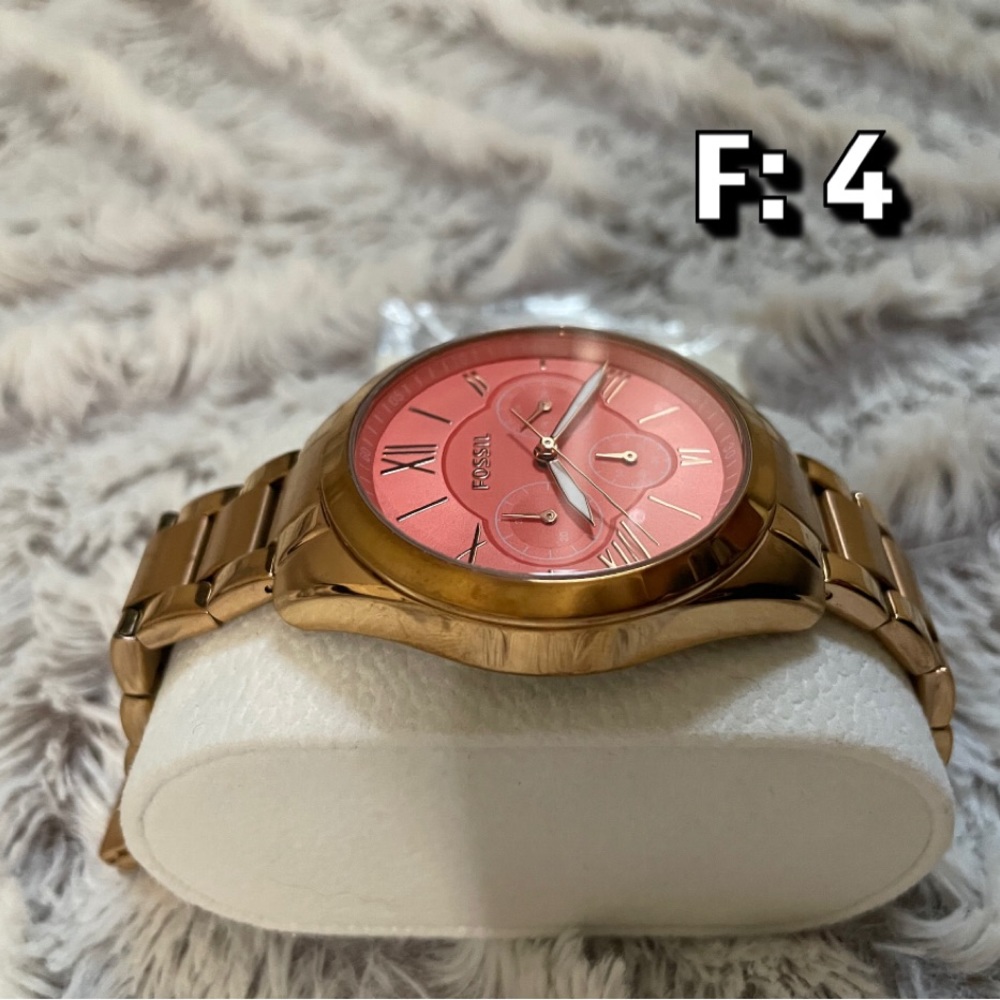Gold Fossil Watch with Salmon face